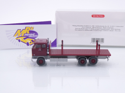 Preview: Wiking 0447 01 # Volvo F88 Rungenpritschen-LKW Baujahr 1965-70 " weinrot " 1:87