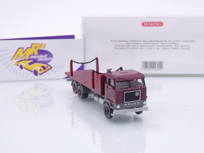 Preview: Wiking 0447 01 # Volvo F88 Rungenpritschen-LKW Baujahr 1965-70 " weinrot " 1:87