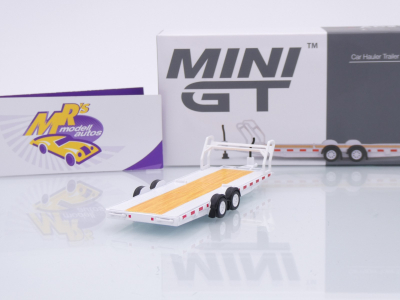 Preview: TSM MINI GT MGTAC21 # Autotransportanhänger Car Hauler Typ B " weiß-braun " 1:64