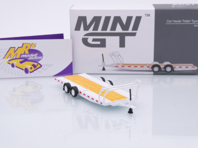 Preview: TSM MINI GT MGTAC21 # Autotransportanhänger Car Hauler Typ B " weiß-braun " 1:64