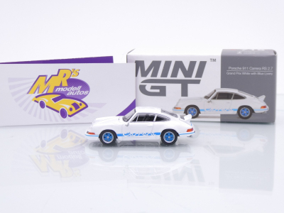 Preview: TSM MINI GT MGT00715-L # Porsche 911 (901) Carrera RS 2.7 LHD " weiß-blau " 1:64