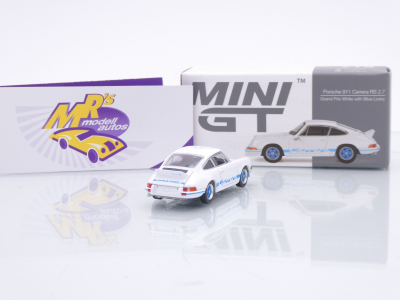Preview: TSM MINI GT MGT00715-L # Porsche 911 (901) Carrera RS 2.7 LHD " weiß-blau " 1:64