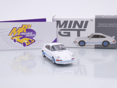 Preview: TSM MINI GT MGT00715-L # Porsche 911 (901) Carrera RS 2.7 LHD " weiß-blau " 1:64
