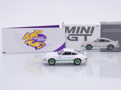 Preview: TSM MINI GT MGT00801-L # Porsche 911 (901) Carrera RS 2.7 LHD " weiß-grün " 1:64