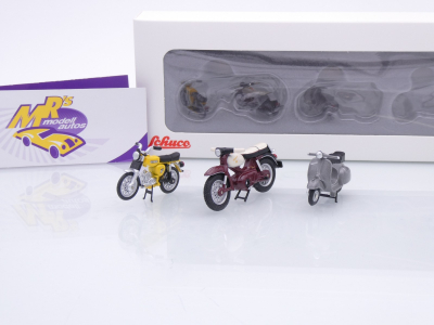 Schuco 07299 # 3er Set Motorräder Kreidler Florett / Vespa / Simson S51 1:43