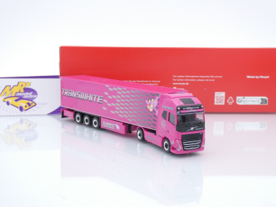 Preview: Herpa 319836 # Volvo FH GL Kühlkoffer-Sattelzug " Transwhite Pink Panther " 1:87