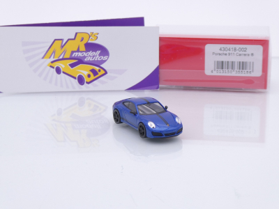 Preview: Herpa 430418-002 # Porsche 911 991 Carrera 4S " Saphirblaumetallic " 1:87