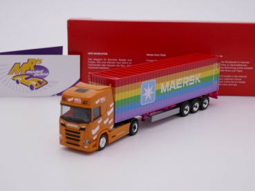 Herpa 314695 # Scania CR 20 HD Koffersattelzug " MAERSK Transports " 1:87 NEU