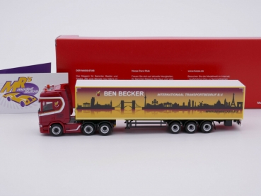 Preview: Herpa 314091 # Scania CR 20 HD Koffersattelzug " Ben Becker Transports " 1:87