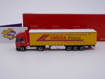 Preview: Herpa 314527 # Iveco S-Way Volumen-Sattelzug " Omega Pilzno Logistics " 1:87 NEU