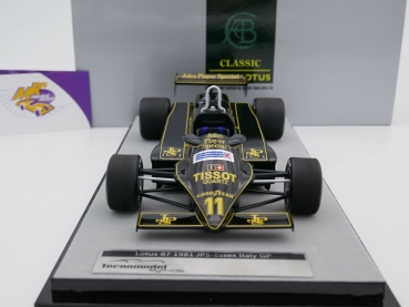 Preview: Tecnomodel TM18-170A # Lotus 87 JPS F1 GP Italy 1981 " Elio de Angelis " 1:18
