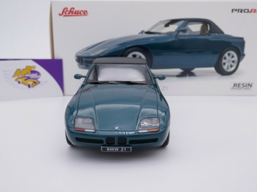 Preview: Schuco PRO.R18 00265 # BMW Z1 Roadster (geschlossen) Baujahr 1991 " grünmetallic " 1:18