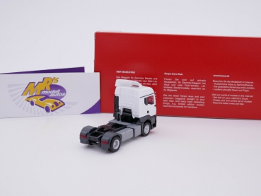 Preview: Herpa 314596 # MAN TGS TM 2-achs Zugmaschine ohne Windleitblechen " weiß " 1:87