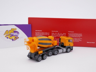 Preview: Herpa 314640 # MAN TGS TN 6x4 Betonmischer-Sattelzug in " orange " 1:87