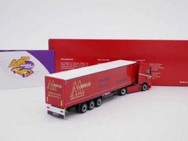 Preview: Herpa 314121 # Iveco S-Way SZ Gardinenplanen-Sattelzug " Mäuler Spedition " 1:87