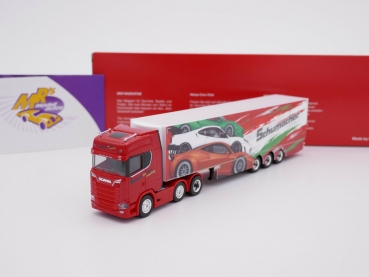 Herpa 313643 # Scania CS 20 HD 3/3-achs Koffersattelzug " Schumacher Racing " 1:87