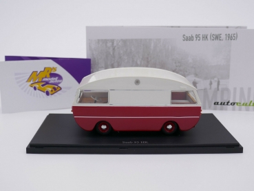 Preview: Auto Cult 09016 # Saab 95 HK Wohnmobil Baujahr 1965 " rot-cremeweiß " 1:43