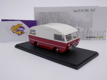 Preview: Auto Cult 09016 # Saab 95 HK Wohnmobil Baujahr 1965 " rot-cremeweiß " 1:43