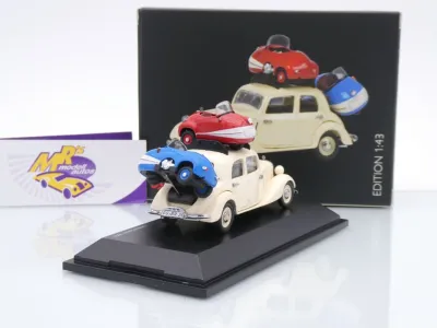 Black Deal Schuco 02270 # Mercedes Benz 170V mit 2x Brütsch Mopetta beladen 1:43