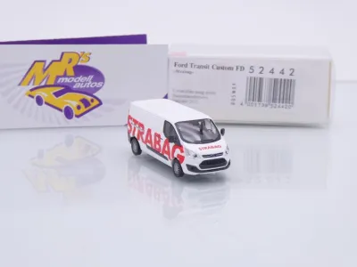 Preview: Busch 52442 # Ford Transit Custom Flachdach Lieferwagen " Strabag " 1:87
