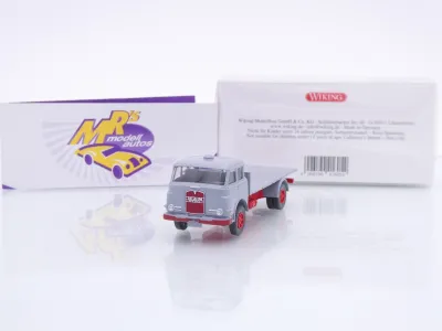 Wiking 0416 05 # MAN Pausbacke Flachpritschen-LKW Baujahr 1960-67 " silbergrau-rot " 1:87