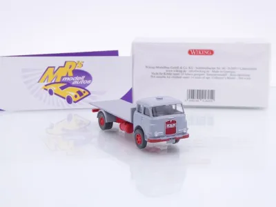 Preview: Wiking 0416 05 # MAN Pausbacke Flachpritschen-LKW Baujahr 1960-67 " silbergrau-rot " 1:87