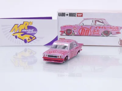 TSM MINI GT KHM161 # Datsun 510 Pro Street " Kaido House - Pink BUTA V1 " 1:64