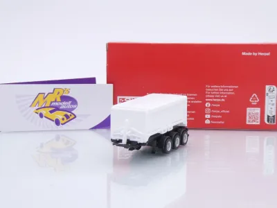 Herpa 077101 # Abraumcontainerauflieger 3-achs " weiß " 1:87