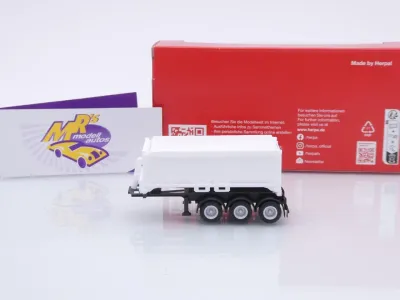 Preview: Herpa 077101 # Abraumcontainerauflieger 3-achs " weiß " 1:87