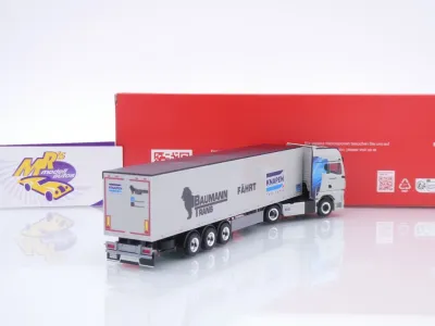 Preview: Herpa 320085 # MAN TGX GX Schubboden-Sattelzug " Baumann Trans / Knapen " 1:87