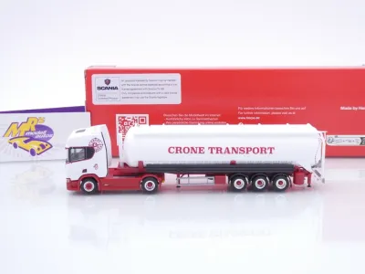Preview: Herpa 319904 # Scania CR20 HD Saugsilo-Sattelzug " Crone Handel Transport " 1:87
