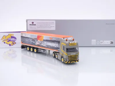 Preview: Herpa 925396 # Scania CR20 HD Schubboden-Sattelzug " Dornbierer Staad " 1:87