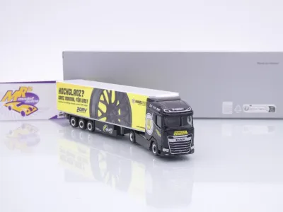 Preview: Herpa 961530 # DAF XG Kühlkoffer-Sattelzug " Spedition Kalbitz Wheelworld " 1:87