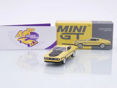 TSM MINI GT MGT01139-L # Ford Mustang Mach 1 Baujahr 1971 LHD " Grabber Yellow " 1:64