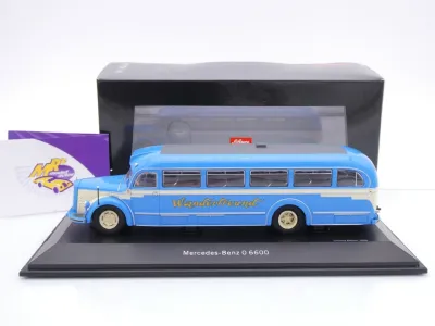 Preview: Schuco 02748 # Mercedes Benz O 6600 Reisebus in blau " Wanderfreunde " mit Fahrerfigur 1:43