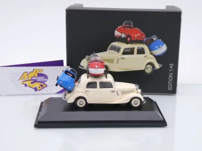 Black Deal Schuco 02270 # Mercedes Benz 170V mit 2x Brütsch Mopetta beladen 1:43