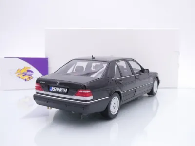 Preview: Norev 183045 # Mercedes-Benz S600 (W140) Limousine Baujahr 1997 " schwarzmetallic ( Obsidian Black Metallic ) " 1:18