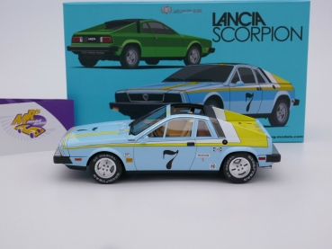 Preview: Laudoracing LM134A # Lancia Scorpion hellblau-gelb Nr.7 " Monte Carlo 77 " 1:18