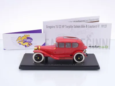 Preview: Autocult 01024-1 # Gregoire Torpille Saloon Alin & Liautard Baujahr 1912 " rot " 1:43