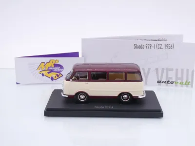 Preview: Autocult 08024 # Skoda 979-I Bus Baujahr 1956 " elfenbein-dunkelrot " 1:43