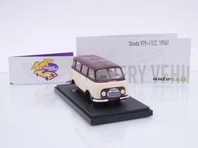 Preview: Autocult 08024 # Skoda 979-I Bus Baujahr 1956 " elfenbein-dunkelrot " 1:43