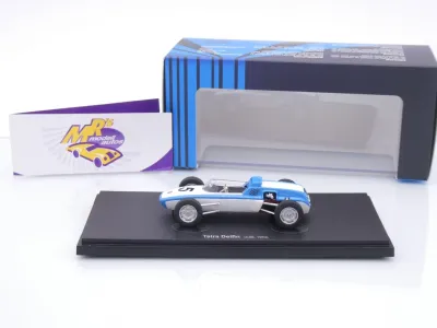 Preview: Autocult Avenue 60128 # Tatra Delfin Formel 3 #5 Baujahr 1964 " weiß-blau " 1:43