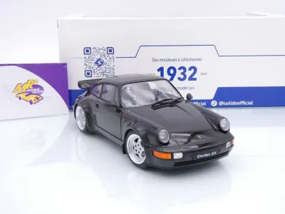 Solido S1813404 # Porsche 911 (964) Turbo Baujahr 1990 " schwarz " 1:18
