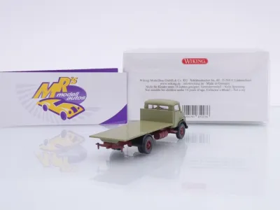 Preview: Wiking 0852 03 # Mercedes-Benz Hauber Flachpritschen-Lkw Baujahr 1959-68 " Schilfgrün " 1:87