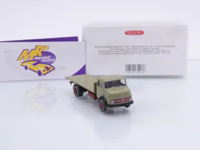 Preview: Wiking 0852 03 # Mercedes-Benz Hauber Flachpritschen-Lkw Baujahr 1959-68 " Schilfgrün " 1:87