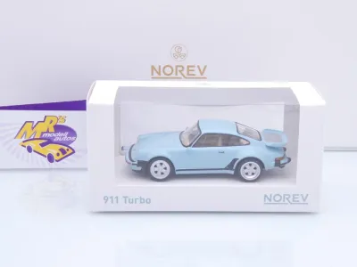 Preview: Norev 750076 # Porsche 911 Turbo Baujahr 1978 " hellblau " 1:43