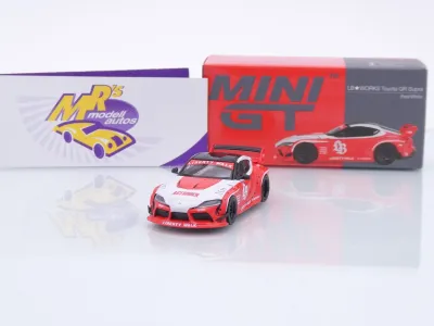 TSM MINI GT MGT01103-L # Toyota GR Supra Liberty Walk 2025 LHD " rot-weiß " 1:64