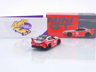 Preview: TSM MINI GT MGT01103-L # Toyota GR Supra Liberty Walk 2025 LHD " rot-weiß " 1:64