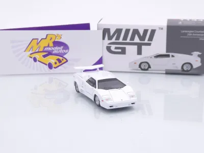 Preview: TSM MINI GT MGT01134-L # Lamborghini Countach Baujahr 1989 LHD weiß " 25th Anniversary " 1:64