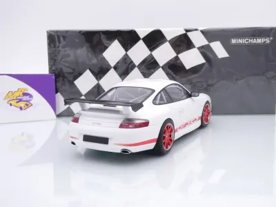 Preview: Minichamps 155062020 # Porsche 911 (996) GT3 RS Baujahr 2002 " weiß-rot " 1:18